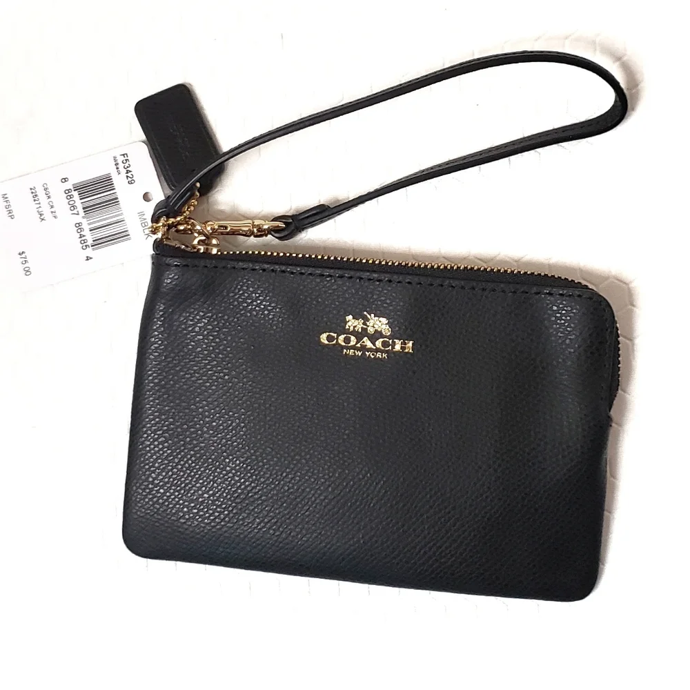 NWT Coach Leather Zipper Wristlet Wallet Clutch